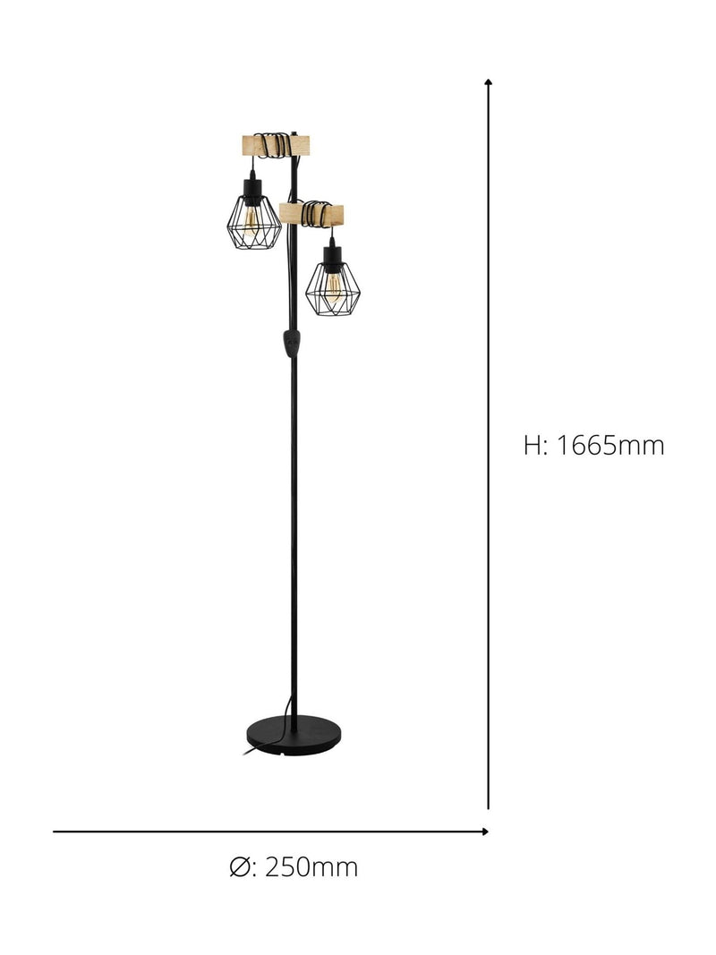 Eglo Townshend 5 black steel floor lamp, imported from the UK