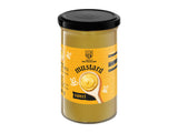 Assorted mustard selection with wholegrain, sweet, and spicy varieties (British brand)