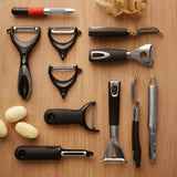 OXO swivel peeler with non-slip grip and potato eyer, imported from the UK