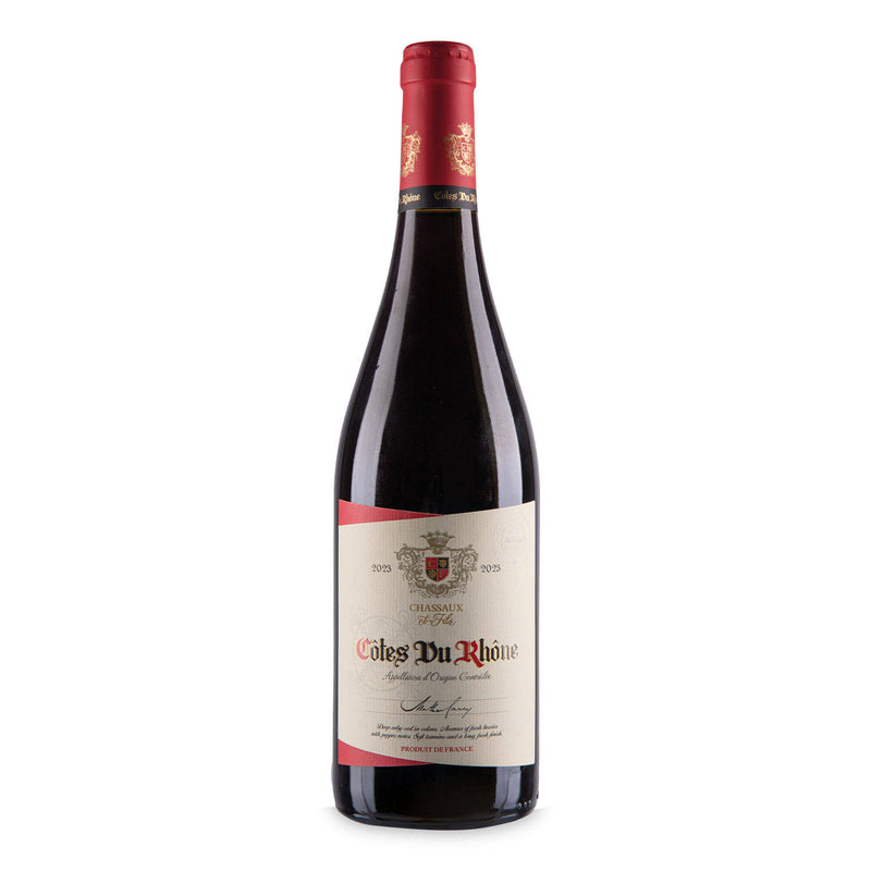 French red wine Côtes du Rhône, imported from the UK