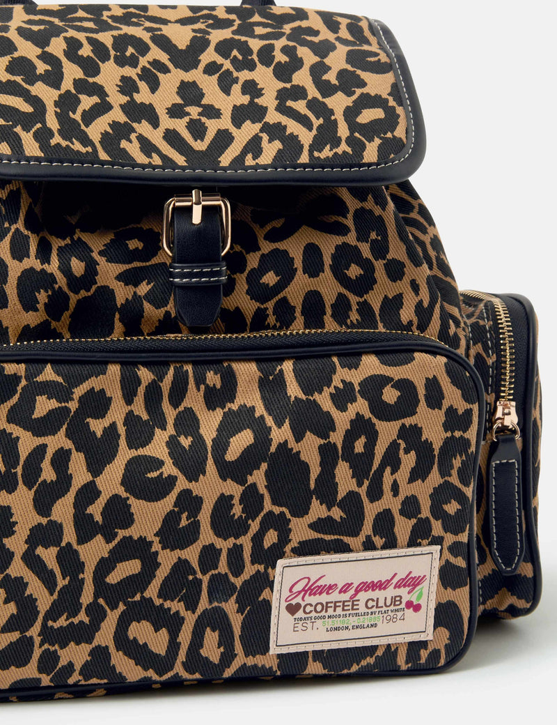 Accessorize leopard print canvas backpack, imported from the UK