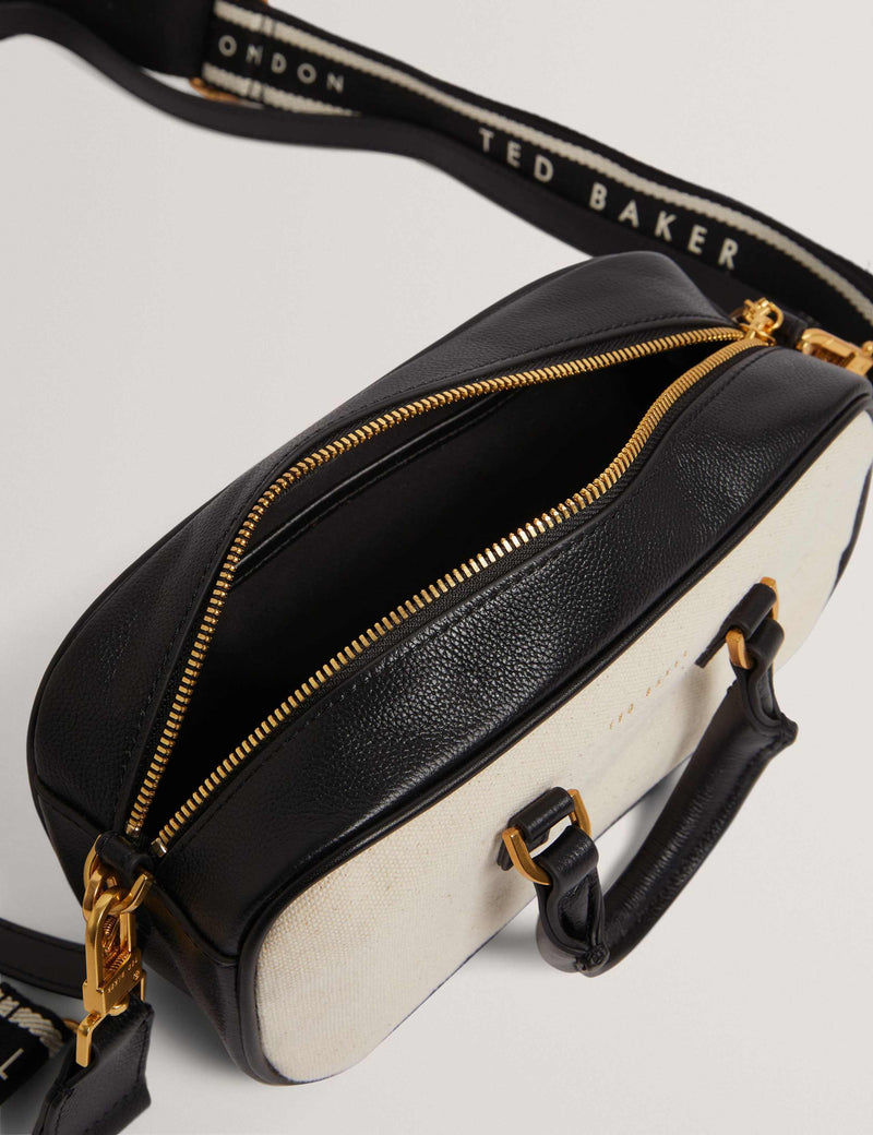 Ted Baker canvas and leather top handle bag in two-tone, UK version