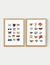 M&S East End Prints Cats & Dogs In Glasses Twin Set Framed Art- Buy online at McGrocer