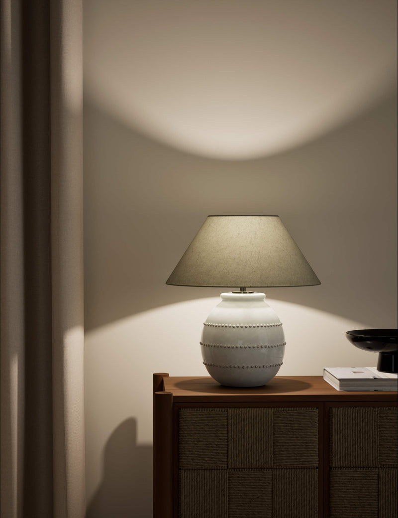 Ceramic bobble table lamp with raised detailing (British brand)