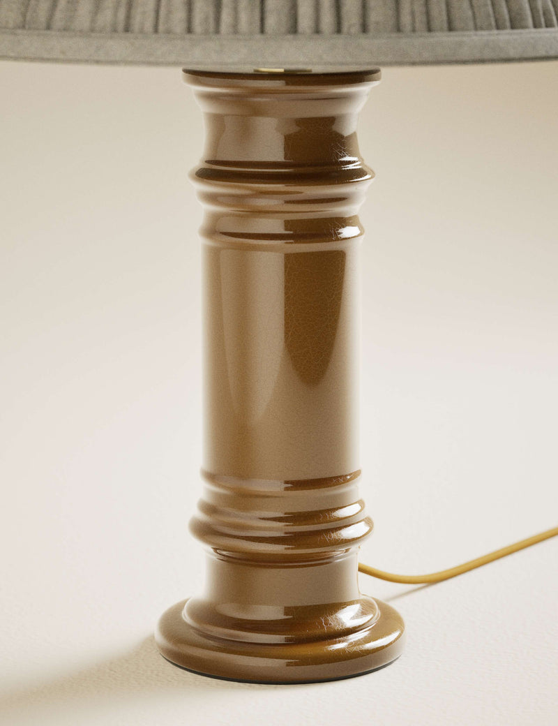 Ceramic column frill shade table lamp, imported from the UK