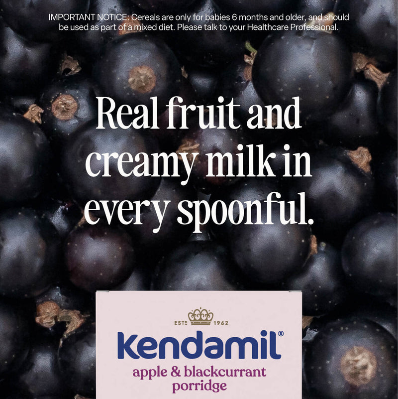 Kendamil apple and blackcurrant baby porridge 7-pack (British brand)