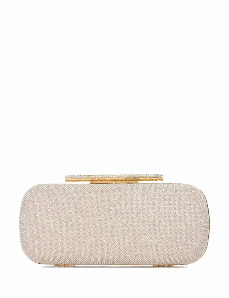 Dune London chain strap clutch bag with gold tone diamante clasp, UK version