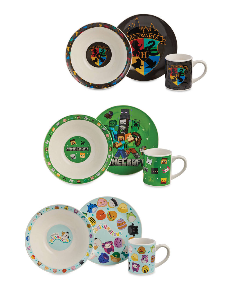 Character ceramic breakfast set 3-piece with plate, bowl and mug, UK version