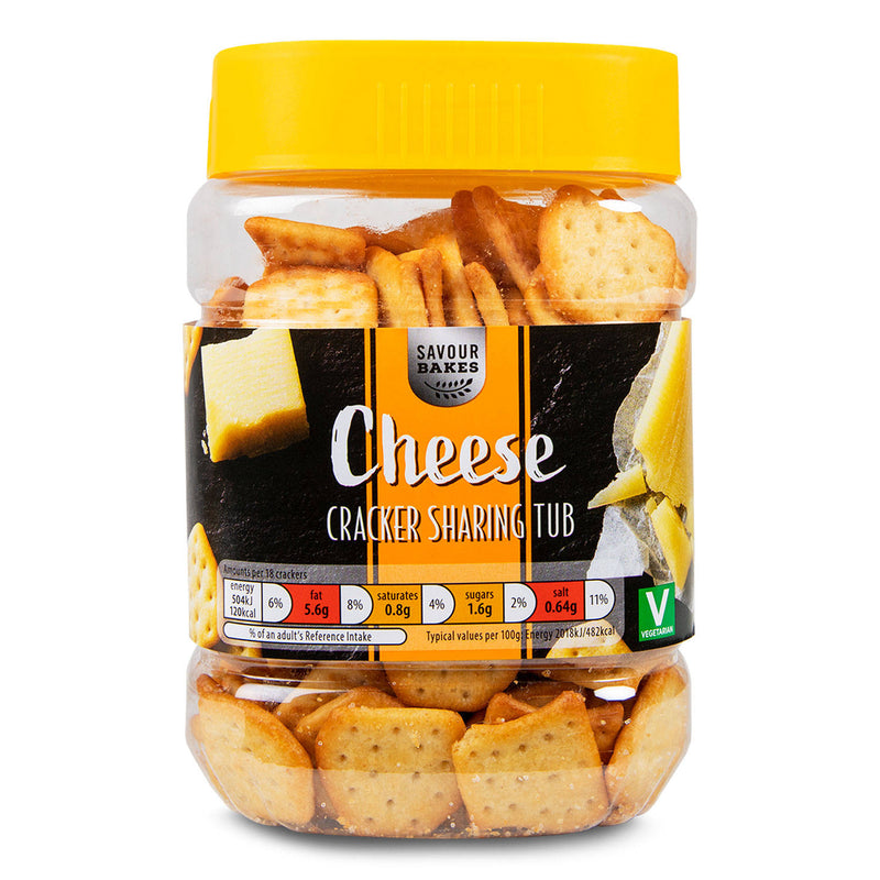 Cheese cracker sharing tub for snacking (British brand)