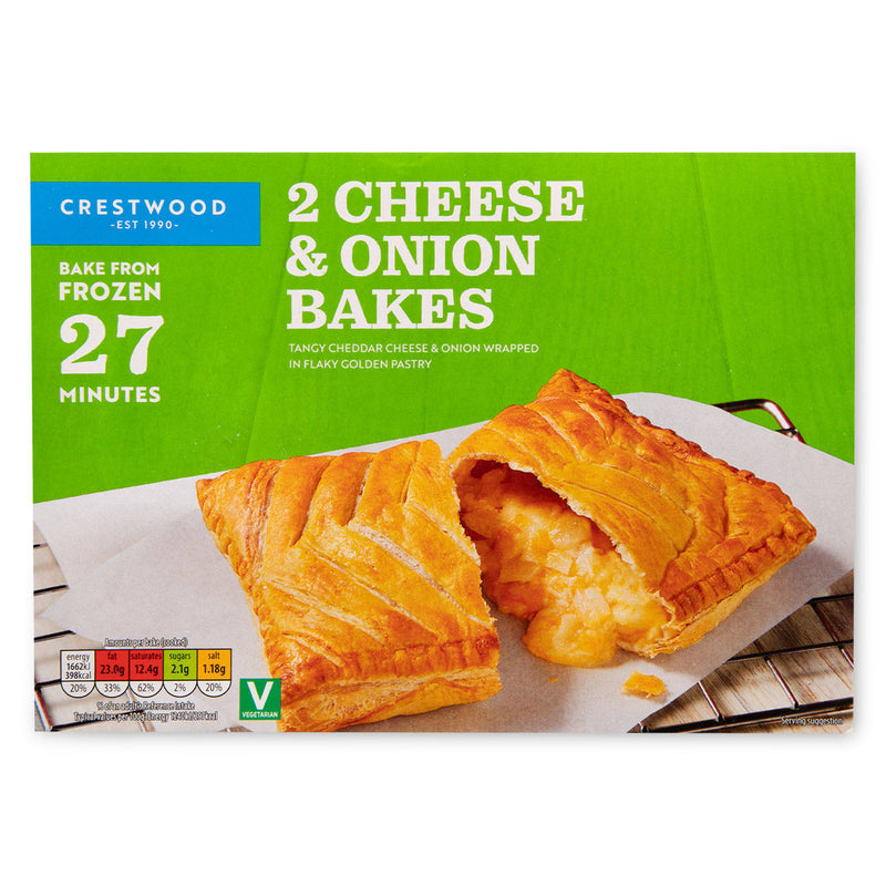 Frozen cheese and onion bakes two pack, puff pastry - British product