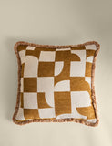 Geometric chenille jacquard fringed cushion, UK version