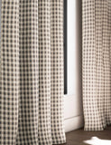 Chenille gingham blackout curtains with multiway header - British product