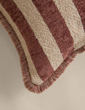Chenille striped fringed cushion 50cm square, home decor - British product