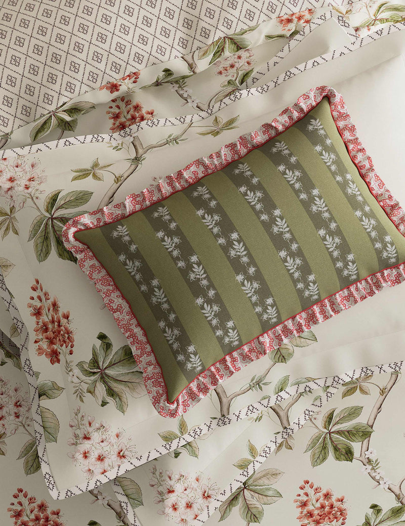 Chestnut Tree stripe frill square cushion, UK version