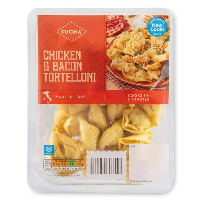 Tortelloni chicken and bacon fresh pasta, UK version