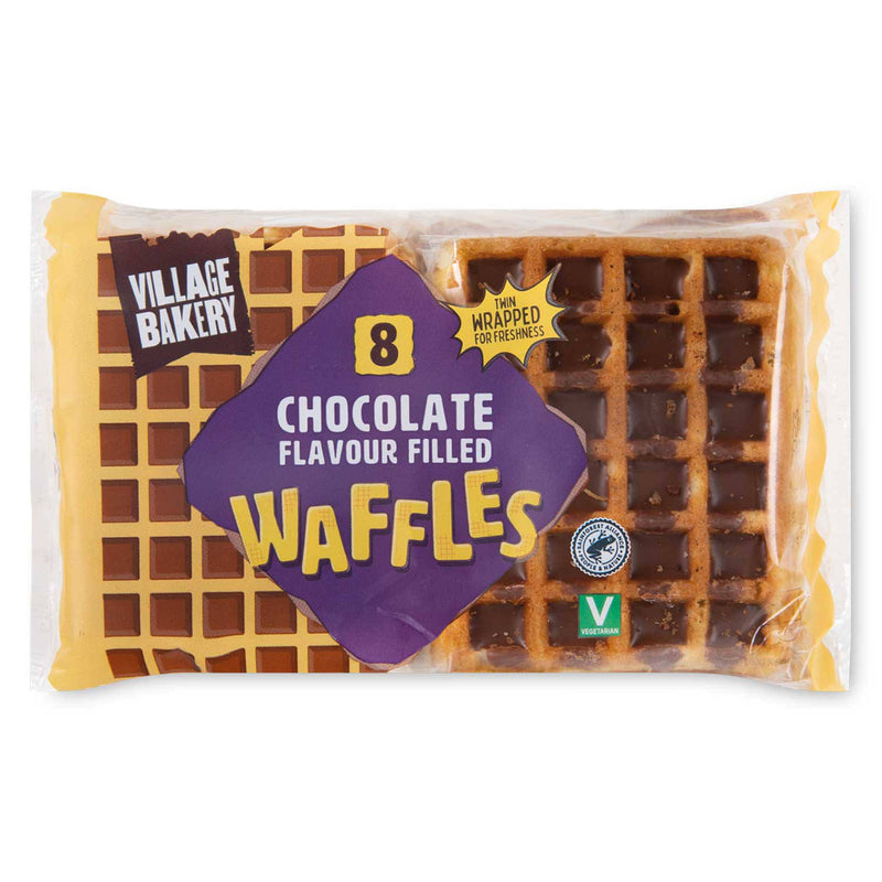 Chocolate flavour filled waffles (British brand)