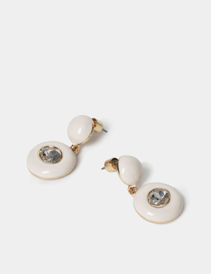 Circle drop glass inlay earrings 33mm, UK version