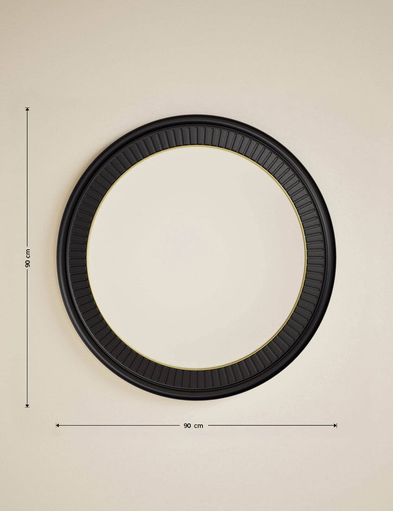 Classic carved round mirror with wooden frame 90 cm - British product