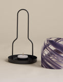 Coastal glass lantern with wave-like bands, 20cm tall, UK version