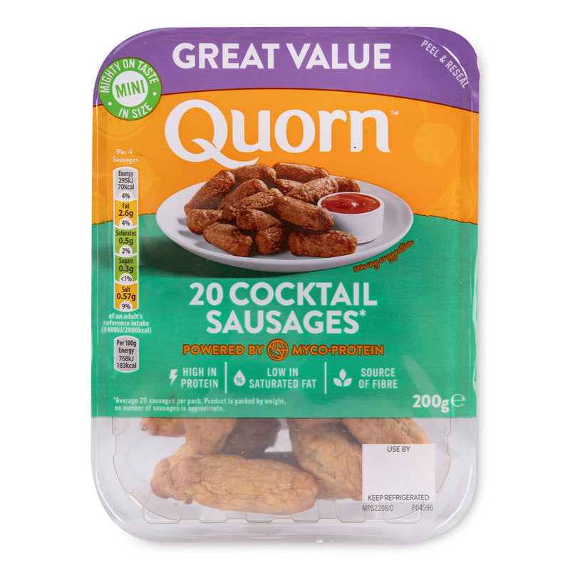 Meat-free cocktail sausages for parties, UK version