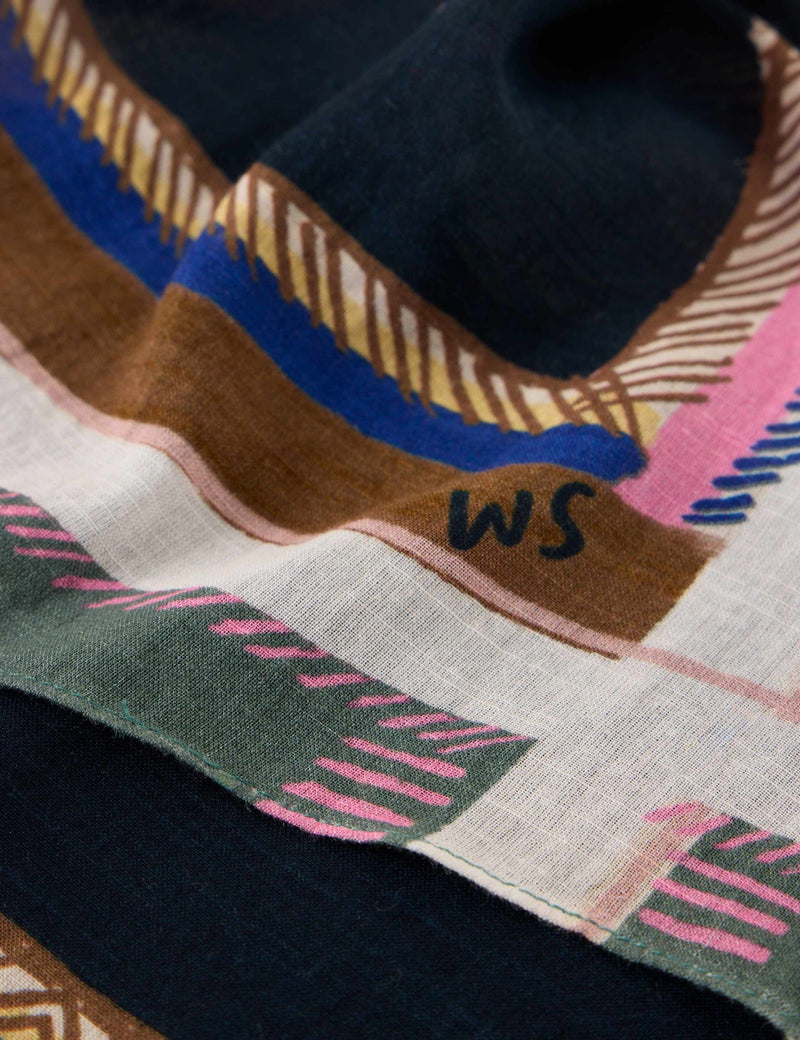 White Stuff square printed cotton blend scarf - British product