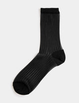 M&S M&S Cotton Blend Sheer Ribbed Sparkly Crew Socks- Buy online at McGrocer