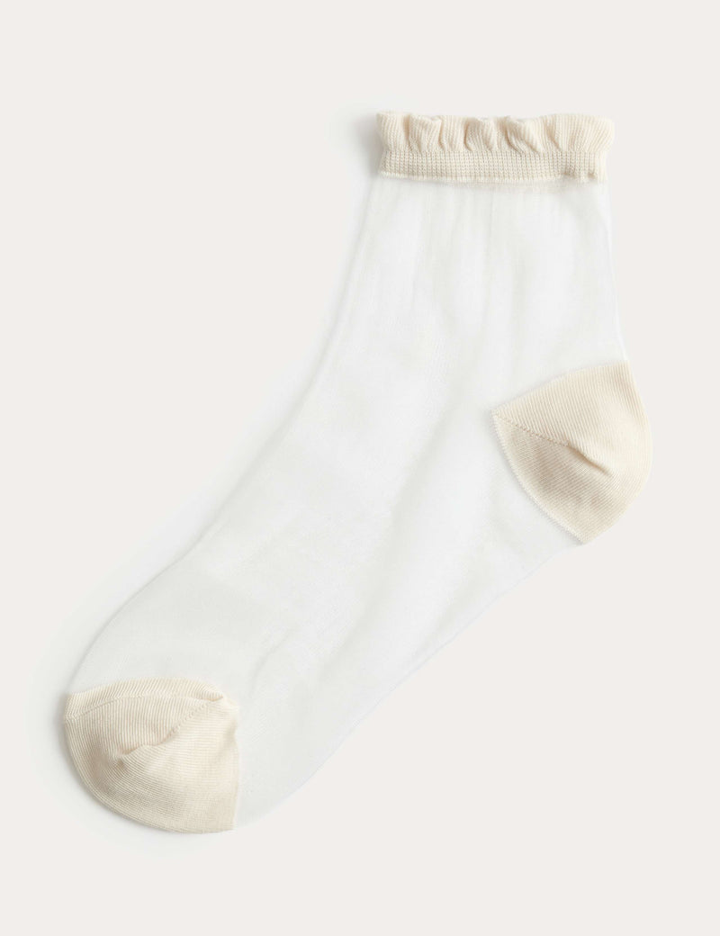 M&S sheer ruffle top crew socks - British product