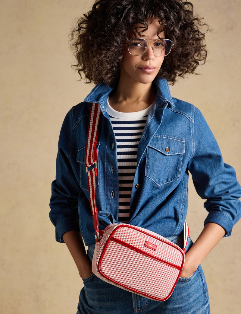 Joules cotton rich cross body bag checked pattern, UK version