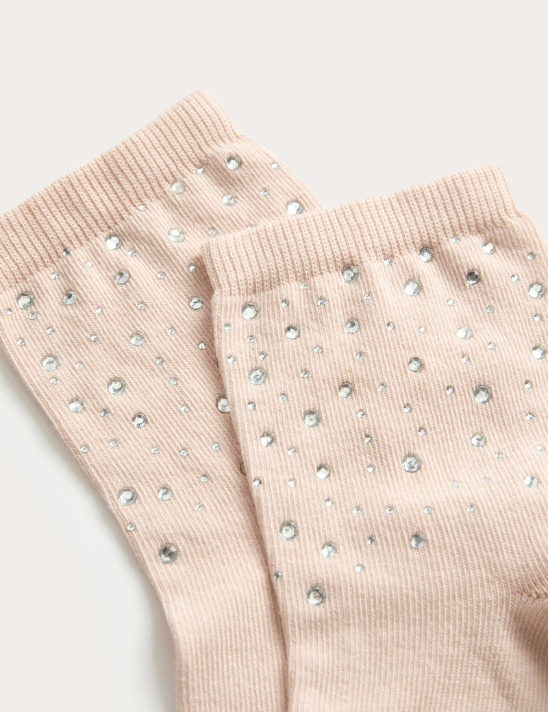 M&S ankle socks crystal embellished cotton rich, imported from the UK