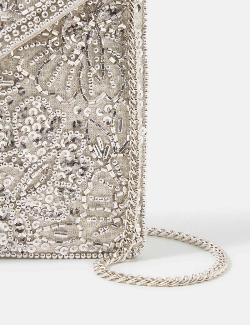 Accessorize embellished chain strap clutch bag, UK version