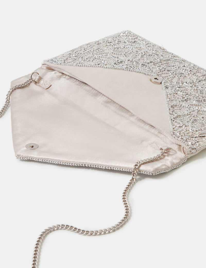 Accessorize embellished chain strap clutch bag, UK version