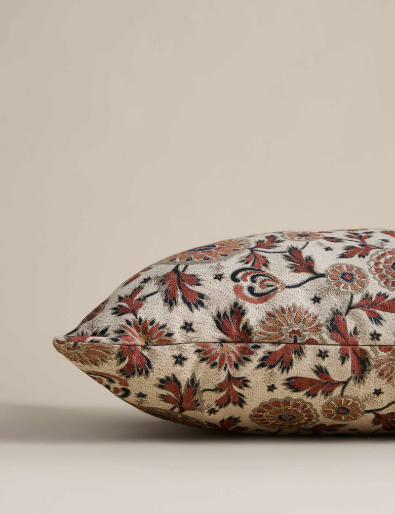 Floral bolster cushion cotton rich blend, 60x40cm (British brand)