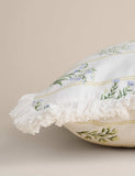 Cotton rich floral cushion with fringed edge, UK version