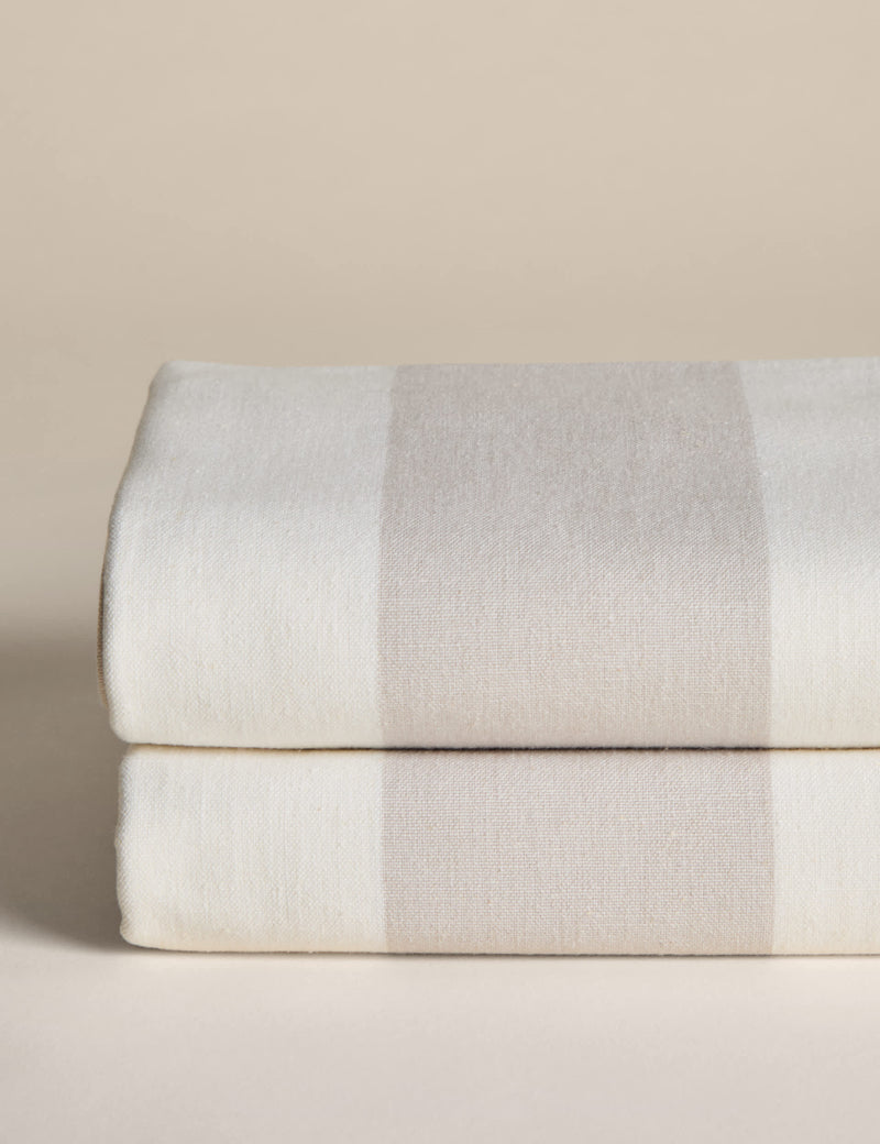 Cotton with Linen Wide Stripe Tablecloth 230x140 cm - British product