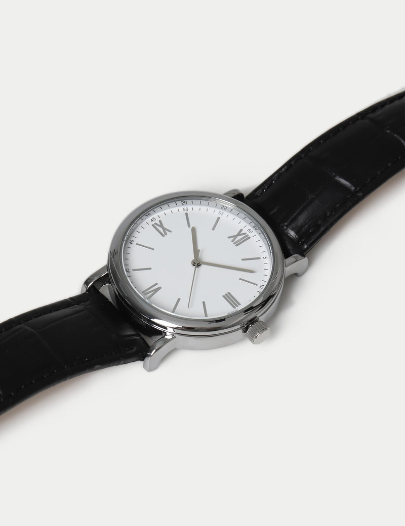 Croc Leather Classic Watch with leather strap, British product
