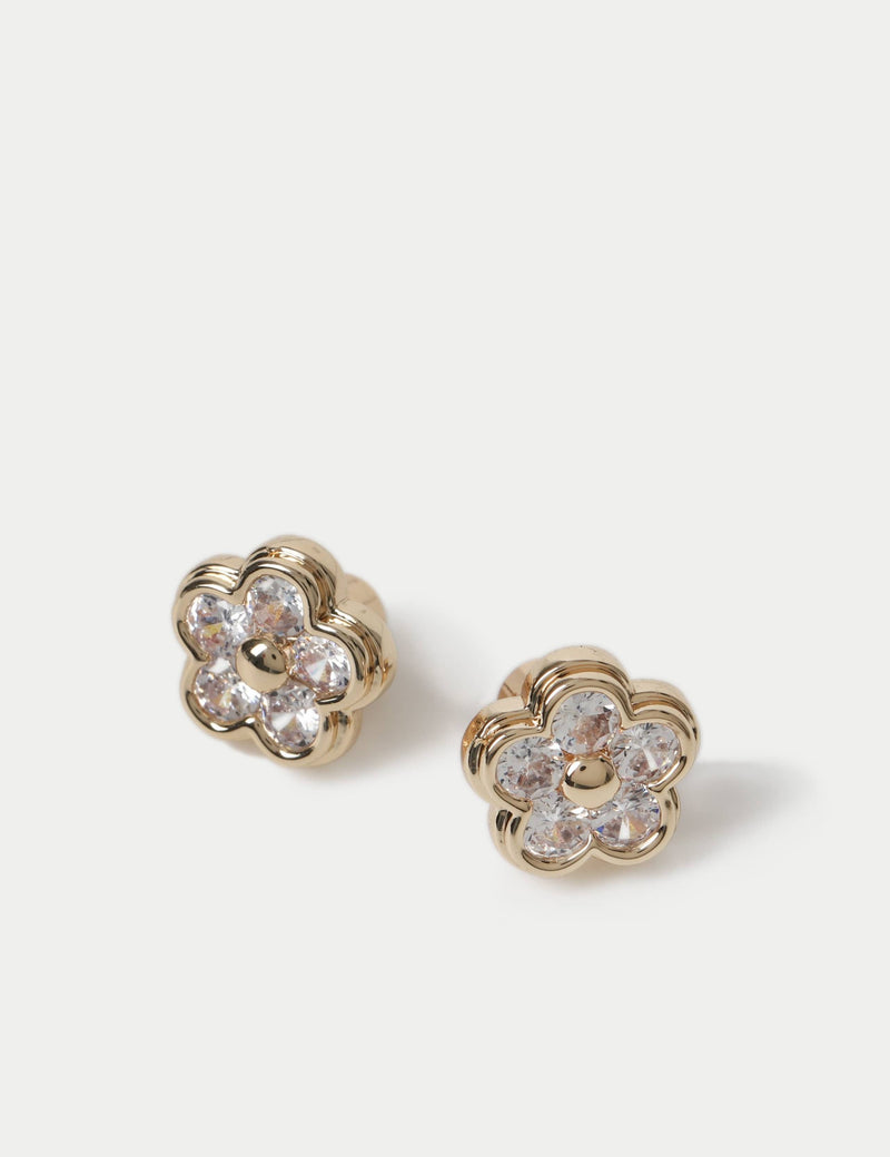 Cubic Zirconia Flower Stud Earrings, imported from the UK