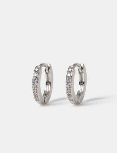 M&S Platinum Plated Cubic Zirconia Hoop Earrings- Buy online at McGrocer