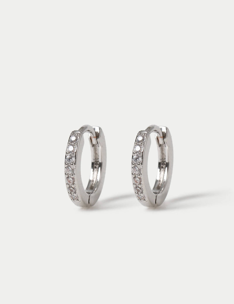 Boucles d'oreilles créoles en zircone cubique plaquées platine - Produit britannique