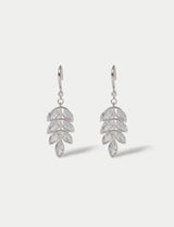M&S Cubic Zirconia Leaf Drop Earrings - Platinum Plated- Buy online at McGrocer
