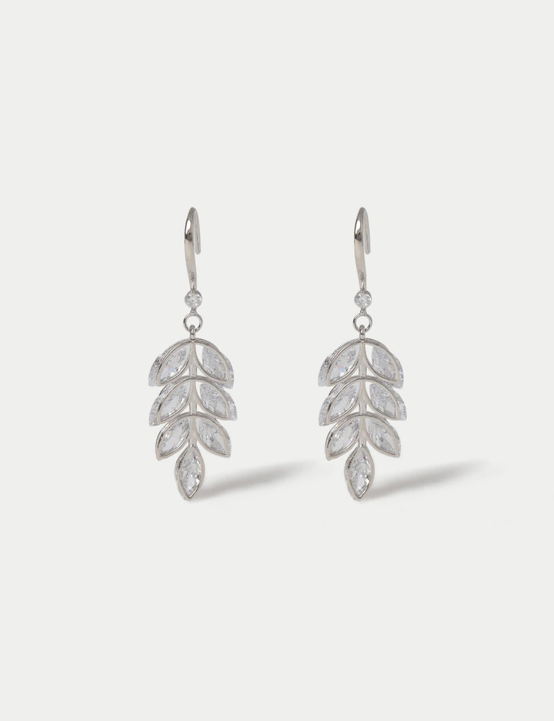 Cubic Zirconia Leaf Earrings drop style, imported from the UK