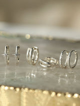 Next Carrie Elizabeth Silver Tone Diamond Mini Hoop Huggie Earrings- Buy online at McGrocer