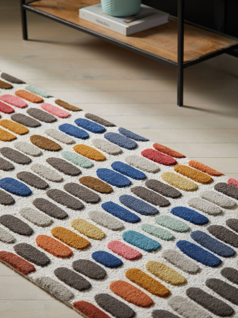 Multicoloured Sketch wool runner rug, imported from the UK