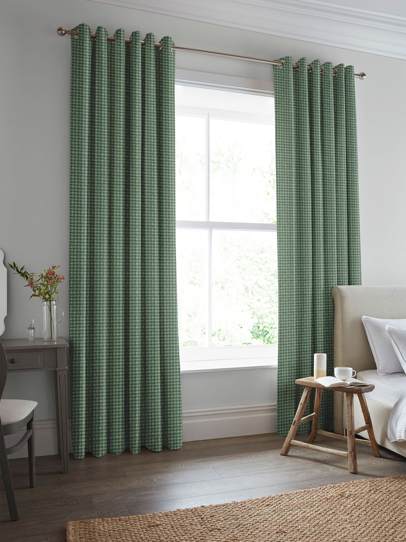 Laura Ashley smoke green gingham curtains (British brand)