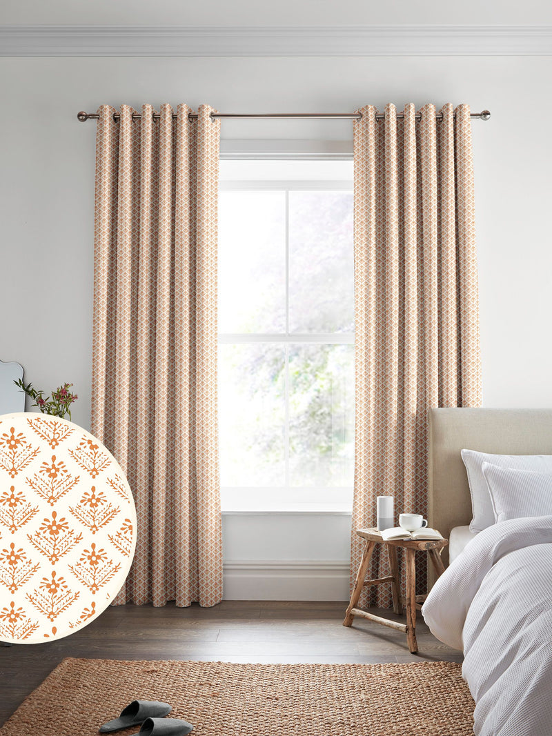 Laura Ashley tomato red lady fern curtains - British product