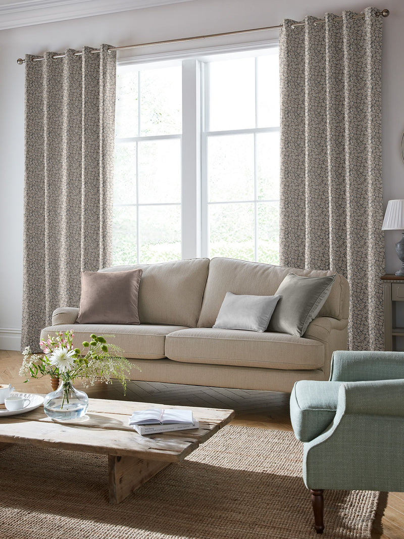 Laura Ashley Almond Brown Maidenhair woven curtains (British brand)