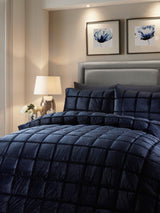 Soiree Blue Brighton Square Velvet Duvet Cover Set