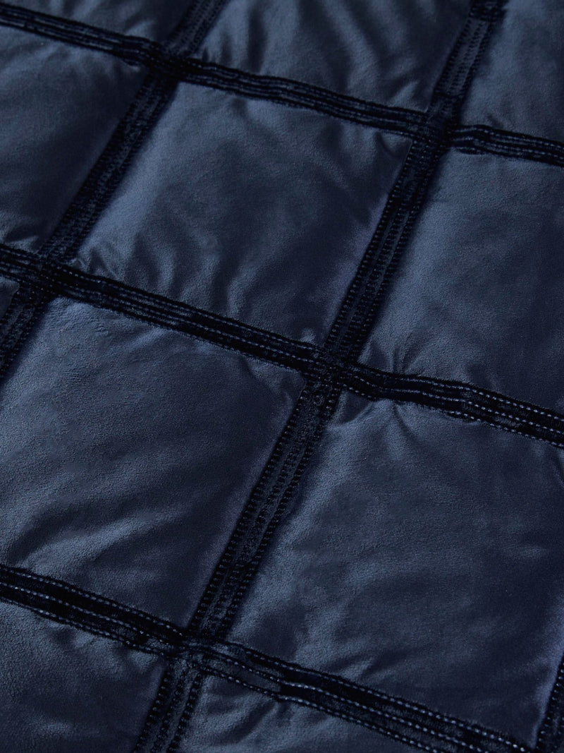Soiree Blue Brighton Square velvet duvet cover set, imported from the UK