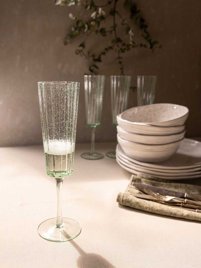 Laura Ashley green champagne glasses set of four 21cl, UK version