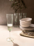 Laura Ashley green champagne glasses set of four 21cl, UK version