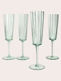 Laura Ashley green champagne glasses set of four 21cl, UK version